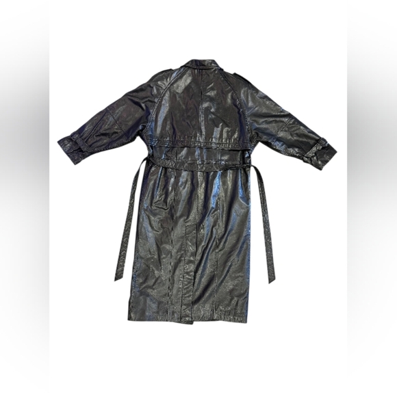 Ocean West Vintage Leather Trench Coat Black Size Medium  EUC - Picture 5 of 8